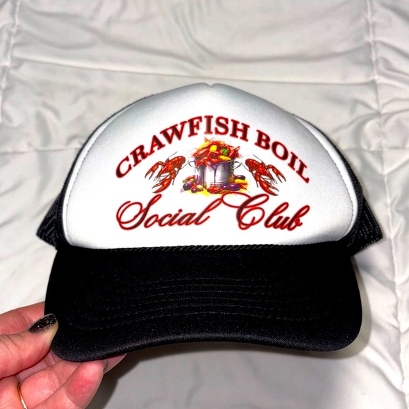 🦞 Crawfish Boil Social Club Puffy Hat Perfect novelty hat for crab shrimp boils - Picture 1 of 3